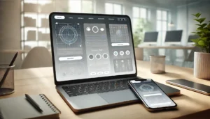 A visually appealing and modern website interface displayed on a laptop and smartphone. The screen shows a clean, well-organized layout with engaging What is One Advantage of a Well-Designed Website?
