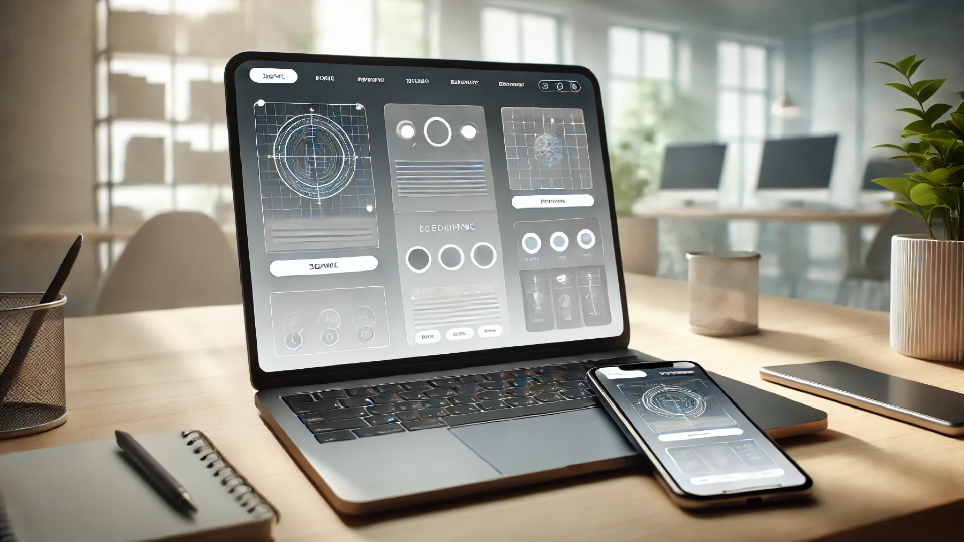 A visually appealing and modern website interface displayed on a laptop and smartphone. The screen shows a clean, well-organized layout with engaging What is One Advantage of a Well-Designed Website?